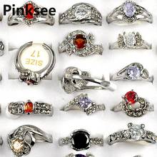 Wholesale mix lot 10pcs CZ rhinestone rings charming wedding rings silver plated ring fashion jewelry Drop Shipping 2024 - buy cheap