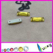 200pcs  6*18mm  jonquil color rectangle shape sew on crystals/glass with holes flat back rhinestone 2024 - buy cheap