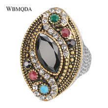 Wbmqda Luxury Dubai Gold Big Ring Mosaic Colorful Crystal Wedding Rings For Women Vintage Statement Boho Jewelry Wholesale 2024 - buy cheap