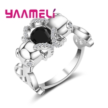 Domineering-Anillo de Plata de Ley 925 con forma de llama para hombre y mujer, sortija de lujo con piedra de cristal negro, estilo misterioso, joyería 2024 - compra barato