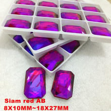 Siam Red AB Color Rectangle Shape Glass Crystal Pointback Fancy Stone 10x14mm 13x18mm 18x25mm 18x27mm, 8x10mm pointback crystals 2024 - buy cheap