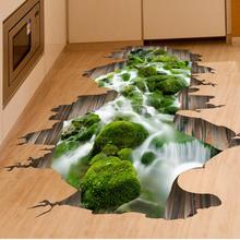 Pegatina de pared de suelo 3D, papel tapiz extraíble para habitación, cascada de decoración 2024 - compra barato