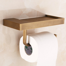 Soporte de papel antiguo de latón completo con placa de estante, soporte de papel de baño, estante de pared, accesorios de baño 2024 - compra barato