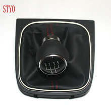 STYO 5-скоростная Красная кожаная ручка переключения передач для Golf 6 Jetta MK5 MK6 EOS 2024 - купить недорого
