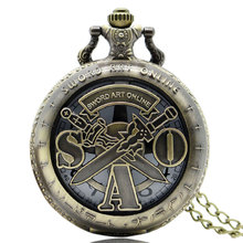Меч искусство онлайн бронзовые карманные часы японская анимация антикварная тема Fob часы с цепочкой подарок 2024 - купить недорого