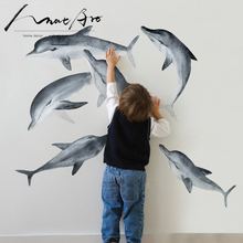 Adesivos de parede de animais do oceano, acessórios de decoração para quartos infantis mural de vinilo pared golfinhos 2024 - compre barato