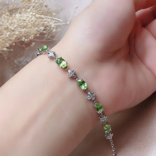 natural green peridot Bracelet Natural gemstone bracelet S925 silver Elegant Clover Stars Cross women girl party gift jewelry 2024 - buy cheap