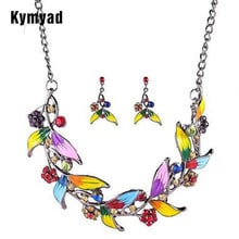 Kymyad Vintage Jewelry Sets For Women Bijoux Femme Necklace Earrings Set Crystal Leaves Necklaces & Pendants Costume Jewelry Set 2024 - buy cheap