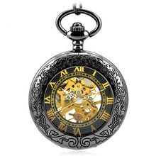 Relógio de bolso mecânico automático de bronze de steampunk, relógio vintage de mão para homens, com corrente 2024 - compre barato