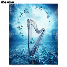 Resin Diamond embroidery Beautiful Harp 5d diy diamond painting full square drill Cross Stitch Rhinestone mosaic home decor gift 2024 - buy cheap