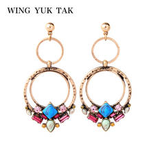 wing yuk tak Ethnic Flower Stone Drop Earrings For Women Vintage Fashion Bohemia Statement Earring Party Jewelry Wholesale 2024 - buy cheap