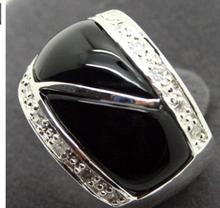 Real 22X16mm gemas de piedra negra Natural gemas de piedra negra facetada sólida 925 Sterling CZ anillo Tamaño 7/8/9/10 boda de lujo de las muchachas 2024 - compra barato