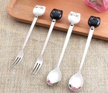 250PCS Ceramic Cat Spoons Stainless Steel Long Stirring Spoon Ice Cream Sugar Tea Dessert Soup Coffee Spoon Tea spoons 2024 - buy cheap