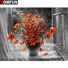 HOMFUN-pintura de diamante 5D DIY "flor", bordado de diamantes de imitación cuadrados o redondos, estilo punto de cruz 5D, decoración del hogar, A01724 2024 - compra barato