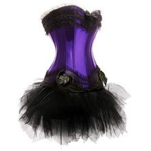 2016 Hot Sexy Satin Hot Plastic Bone Overbust Corset Dress Swan Dance Costume Corset With Tutu Skirt Set Halloween Outfit Fancy 2024 - buy cheap