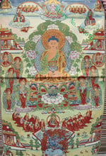 36 inch Silk embroidery Shakyamuni Amitabha Buddha Tathagata Bowl Thangka Paintings Mural 2024 - buy cheap