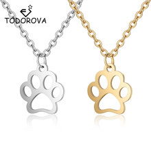 Todorova Stainless Steel Jewelry Dog Cat Paw Print Necklaces & Pendants Puppy Memorial Men Necklace Gold Chain Necklace Women 2024 - buy cheap