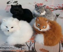 4 pieces a set simulation fox toys resin&fur fox small fox dolls gift about 13x9x12cm 2073 2024 - buy cheap