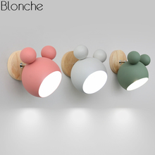 Nordic Mickey Wall Lamp Bedroom Modern Wood LED Wall Sconce Light Fixtures for Children's Room Kitchen Home Loft Decor Luminaire 2024 - buy cheap