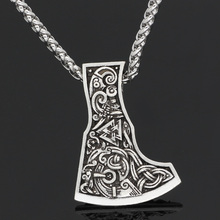men norse viking axe odin symbol raven dragon amulet pendant necklace 2024 - buy cheap