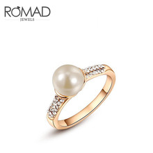 ROXI ROMAD marca rosa/oro blanco Color perla anillo de dedo para mujeres genuino anillo de cristal austriaco joyería de boda de lujo bijoux 2024 - compra barato