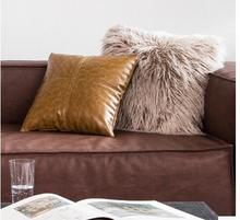 European luxury pu leather sofa cushion cover decorative square pillow case household lumbar pillow cover pu 2024 - buy cheap