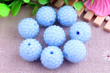 Kwoi vita New Mint Blue Clear  Resin Rhinestone Ball  beads Wholesales  AAA Quality 20mm Chunky 100pcs/lotfor Kids  Jewelry 2024 - buy cheap
