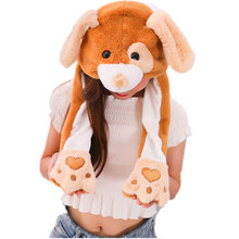 Eye Dog Active white Cartoon Animal Plush Dynamic Hat Children's Winter Warm Cap Combined Scarf and Glove 2024 - buy cheap