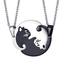 Пара ювелирных изделий ожерелье s черный белый пара ожерелье титана стали животных кошка подвески ожерелье 2024 - купить недорого