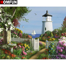 HOMFUN Full Square/Round Drill 5D DIY Diamond Painting "Scenic lighthouse" Embroidery Cross Stitch 5D Home Decor A00795 2024 - buy cheap