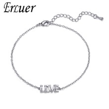 ERLUER Fashion Love letter Silver color Cubic Zirconia Bracelets & Bangles For Women girl Trendy Bracelet Jewelry Birthday Gifts 2024 - buy cheap