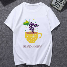 Camiseta con estampado de té de frutas para mujer, ropa femenina, camiseta de sección delgada, camiseta blanca Harajuku para mujer, camiseta de manga corta 2019 2024 - compra barato