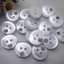 144pcs 12.6mm 2 holes White pearlescent rhinestone garment sewing buttons for clothing high quality sewing supplies 2024 - buy cheap