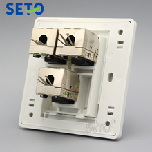 SeTo 86 Type Three Ports Cat6 Gigabit Shield Network RJ45 Cat6 Outlet Wall Plate Socket Keystone Faceplate 2024 - buy cheap