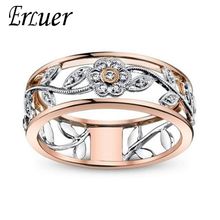 ERLUER Flower Vine Hollow Style Rose Gold Color Round Finger Rings For Women Wedding Fashion Crystal CZ Jewelry Trendy Love Gift 2024 - buy cheap