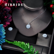 HIBRIDE, diseño exclusivo, juegos de joyas para mujer, conjunto de joyas de lujo, diseño de moda, pendientes de circonia cúbica rellenos de oro, collar 2024 - compra barato