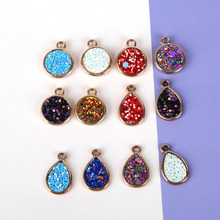 Hot Selling 6Pcs Round/Water Drop Resin Sequins Pendant Gold Floating Charms For DIY Handmade Earring Jewelry Findings 2024 - buy cheap