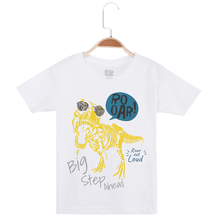 Camiseta branca infantil, camiseta de algodão para meninos e crianças, estampa de dinossauro, manga curta 2024 - compre barato