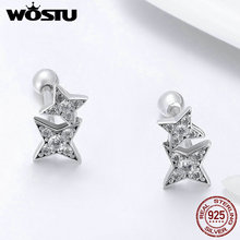 WOSTU Authentic 925 Sterling Silver Sparkling Star Tiny Stud Earrings For Women Fashion Jewelry Silver Earring Gift FIE432 2024 - buy cheap