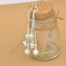 Fast Free Shipping Elegant 925 Sterling Silver Fashion 3 Layered With Charming Beads Balls Dangle Earrings For Woman 2024 - buy cheap