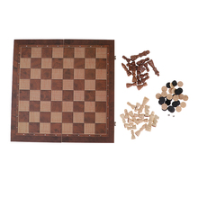 Wooden Portable Foldable 3 in 1 Chess Checkers and Backgammon Pieces Travel Game Set Education Toys 39x39cm 2024 - buy cheap