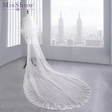 Free ship 3 M White Cathedral Wedding Veils Long Lace Edge Bridal Veil with Comb Ivory Wedding Accessories 2 Layers Wedding Veil 2024 - buy cheap