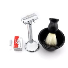 WEISHI Butterfly Safety Razor Long handle Silvery Gun color Bronze + Stand + 20 blades + Clean brush + Bowl + Shaving brush NEW 2024 - buy cheap