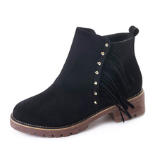 Botas étnicas femininas boêmias de camurça falsa, com borla, boêmias, estilo boho, para mulheres, sapatos baixos, n ° 2019 2024 - compre barato