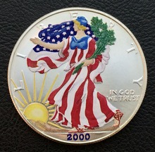 Color die casting engraving coin low price round american flag coins 2024 - buy cheap