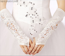 NIXUANYUAN Latest Elegant Wedding Gloves with Lace Appliqued Bridal Gloves Free Shipping Fingerless Fashion Wedding Accessories 2024 - buy cheap