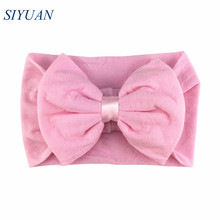 1pcs/lot 2019 Newest Headwear Band Wide Soft Nylon Elastic Headband with 4 inch Bow Fit 0-36 Month Kids HB090 2024 - compre barato
