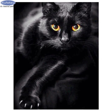 5D DIY diamond painting black cat animal cross-stitch round drill rhinestone embroidery full square mosaic painting home decor 2024 - buy cheap