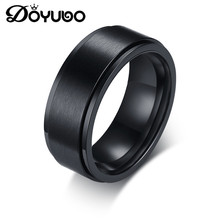 DOYUBO Rotatable Men's Black Frosted Ring Classical 316L Stainless Steel Ring Engraved Name/Lettles Punk Ring Accessories DA067 2024 - buy cheap