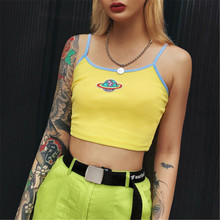 Sexy Yellow Women's Camis Sexy Embroidery Short Crop Tank Tops Cami Vest Camisole Femme New Fashion UK 2024 - buy cheap